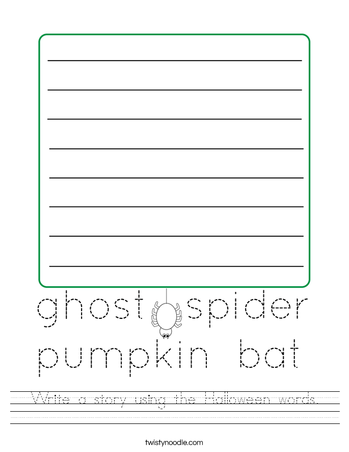 Write a story using the Halloween words. Worksheet