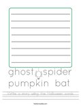 Write a story using the Halloween words. Worksheet