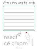 Write a story using the I words Coloring Page