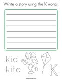 Write a story using the K words Coloring Page