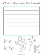 Write a story using the K words Coloring Page