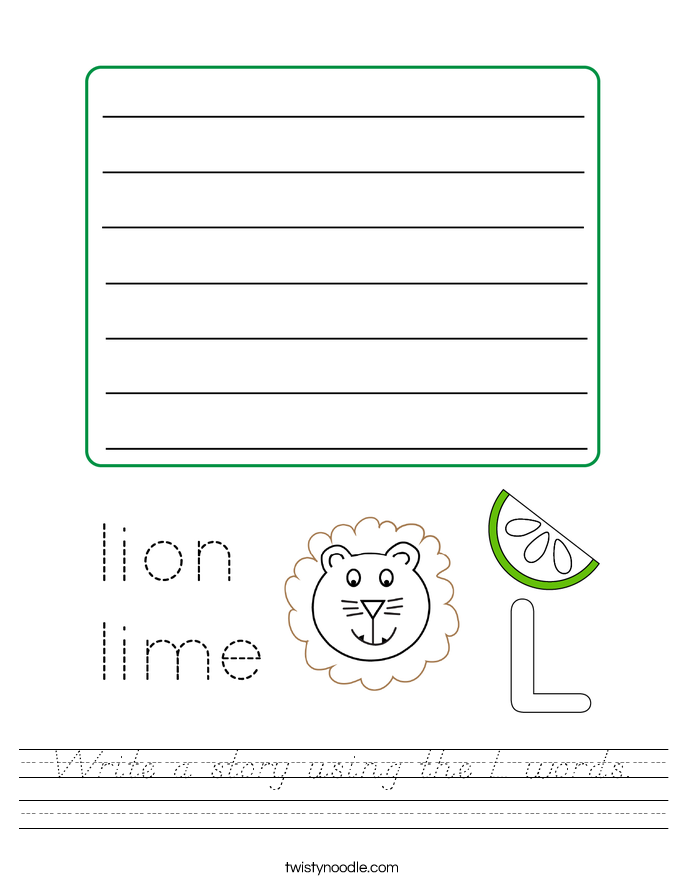 Write a story using the L words. Worksheet