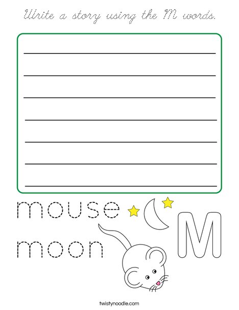 Write a story using the M words. Coloring Page