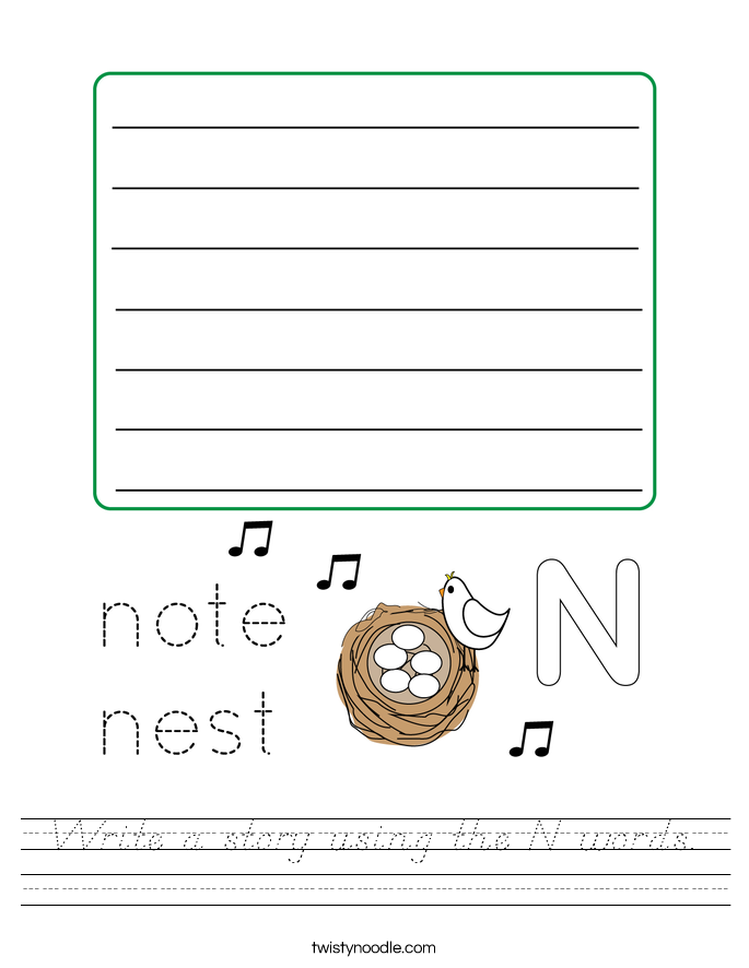 Write a story using the N words. Worksheet