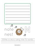 Write a story using the N words. Worksheet