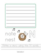 Write a story using the N words Handwriting Sheet