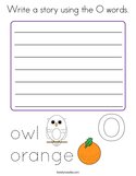 Write a story using the O words Coloring Page