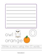 Write a story using the O words Handwriting Sheet