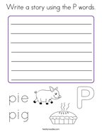 Write a story using the P words Coloring Page