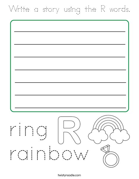 Write a story using the R words. Coloring Page