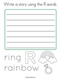 Write a story using the R words Coloring Page