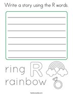 Write a story using the R words Coloring Page