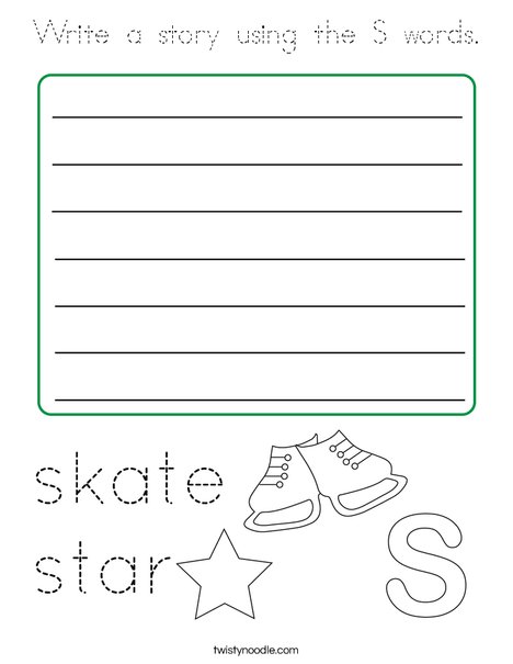 Write a story using the S words. Coloring Page