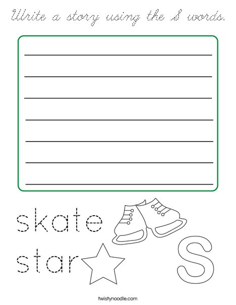 Write a story using the S words. Coloring Page
