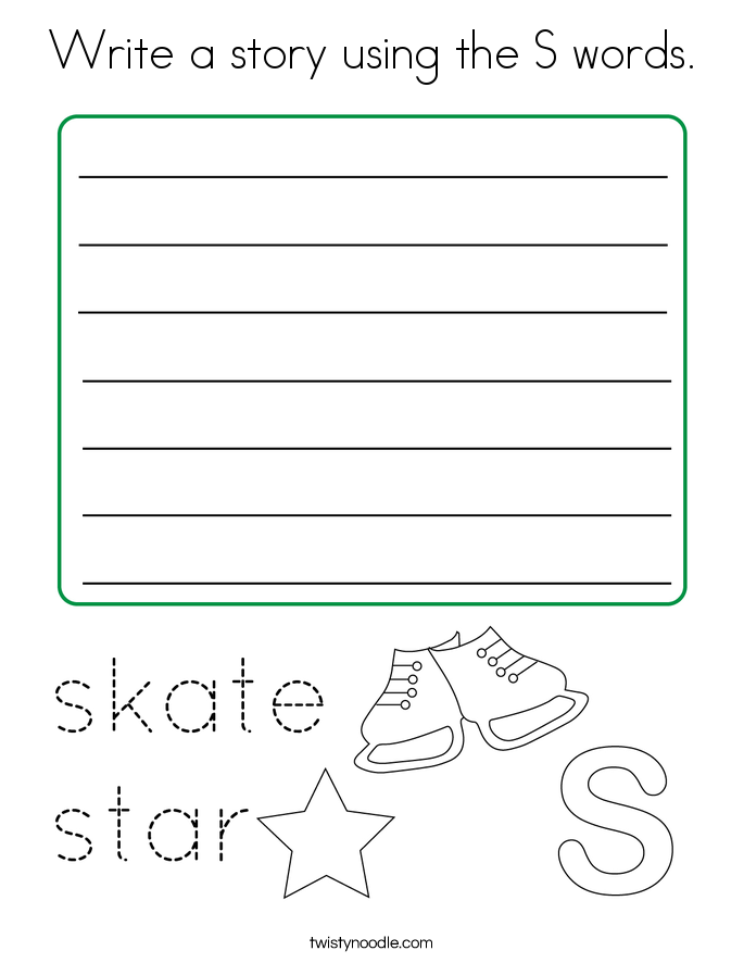 Write a story using the S words. Coloring Page