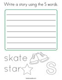 Write a story using the S words Coloring Page