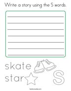 Write a story using the S words Coloring Page