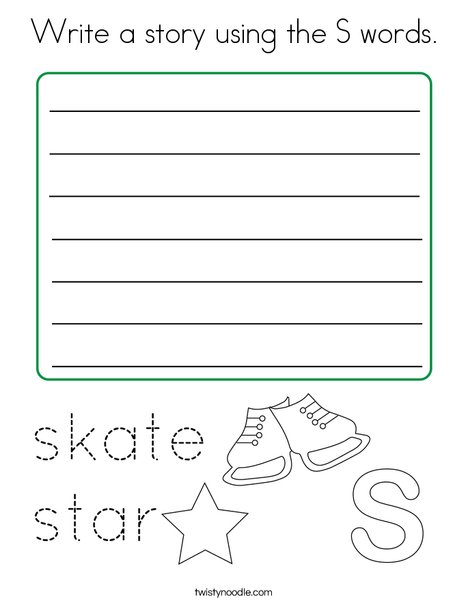 Write a story using the S words. Coloring Page