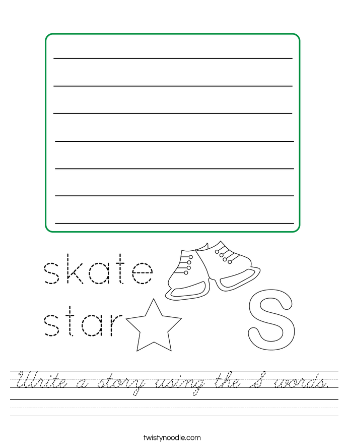 Write a story using the S words. Worksheet
