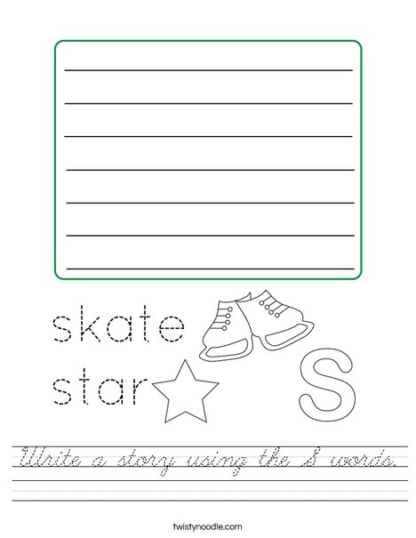 Write a story using the S words. Worksheet