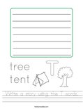 Write a story using the T words. Worksheet