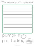 Write a story using the Thanksgiving words Coloring Page