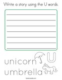 Write a story using the U words Coloring Page
