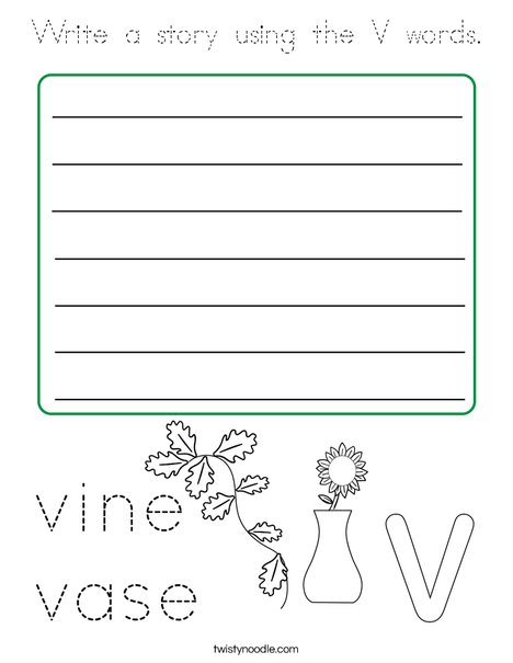 Write a story using the V words. Coloring Page