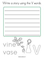 Write a story using the V words Coloring Page