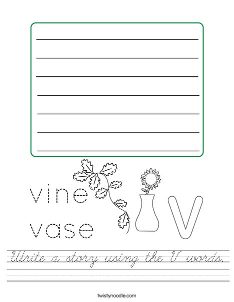 Write a story using the V words. Worksheet