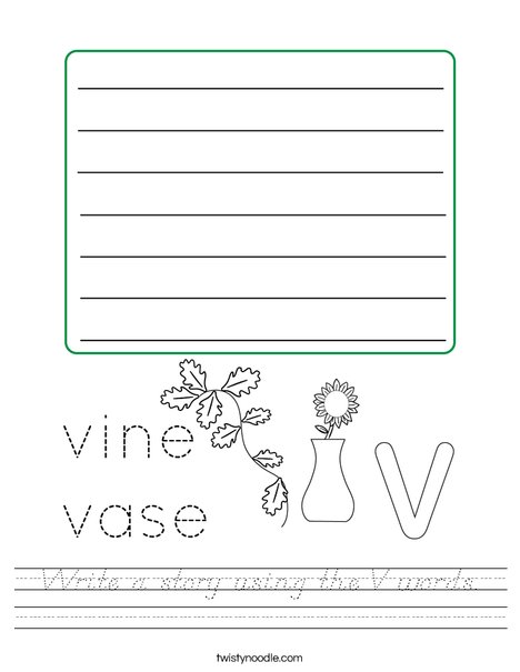 Write a story using the V words. Worksheet