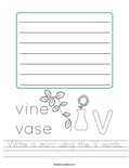 Write a story using the V words. Worksheet