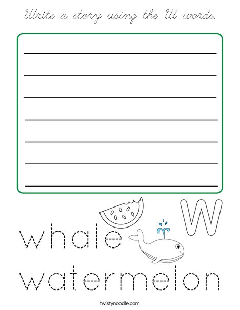 Write a story using the W words. Coloring Page