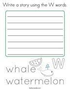 Write a story using the W words Coloring Page