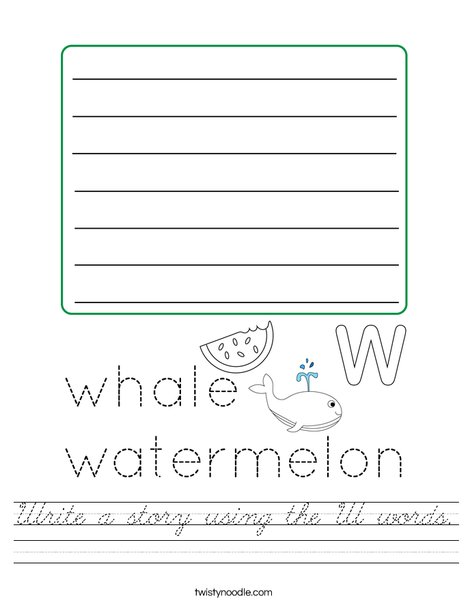 Write a story using the W words. Worksheet