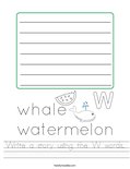 Write a story using the W words. Worksheet