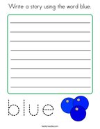 Write a story using the word blue Coloring Page