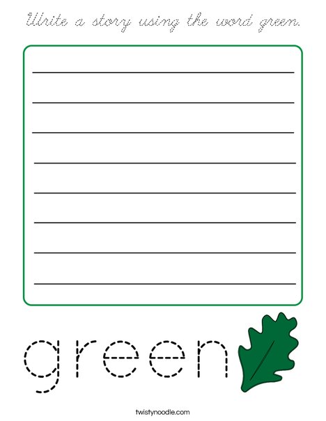 Write a story using the word green. Coloring Page