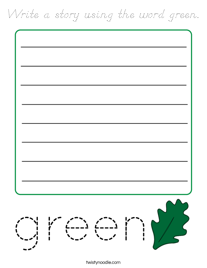 Write a story using the word green. Coloring Page