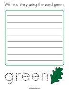 Write a story using the word green Coloring Page