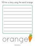 Write a story using the word orange Coloring Page