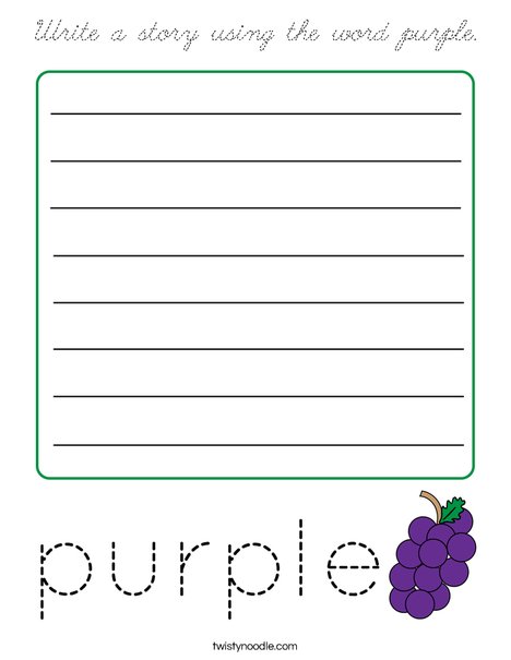 Write a story using the word purple. Coloring Page