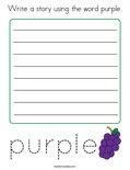 Write a story using the word purple. Coloring Page