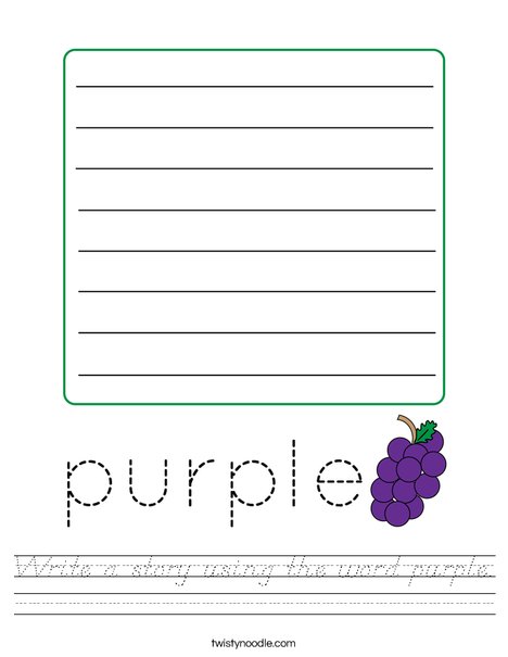 Write a story using the word purple. Worksheet