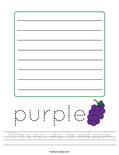 Write a story using the word purple. Worksheet