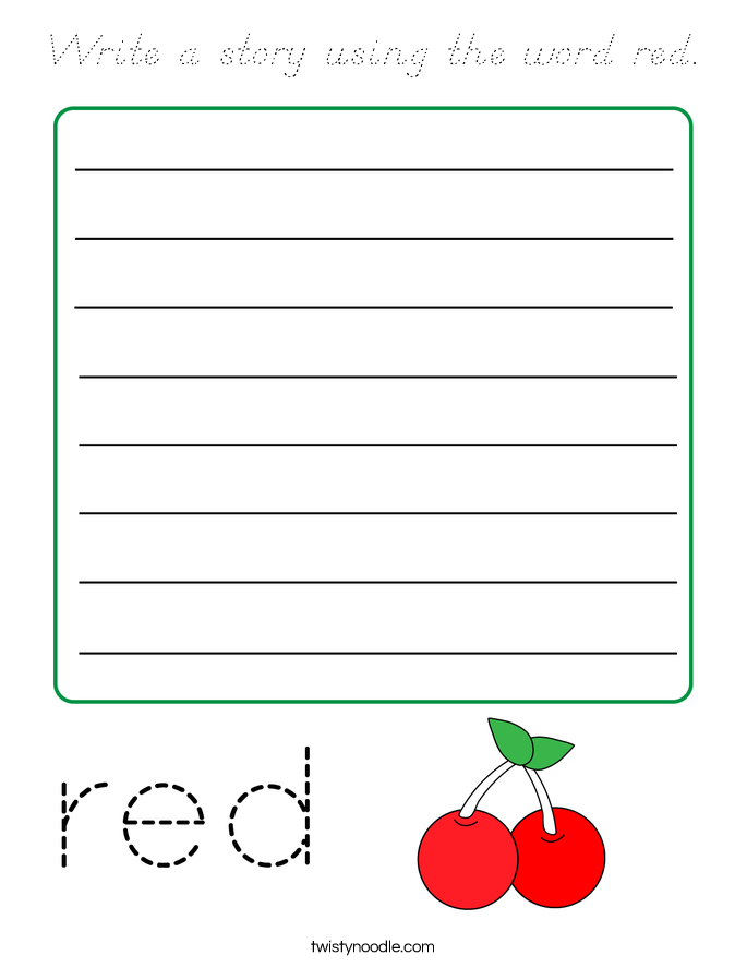 Write a story using the word red. Coloring Page