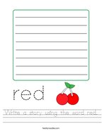 Write a story using the word red Handwriting Sheet
