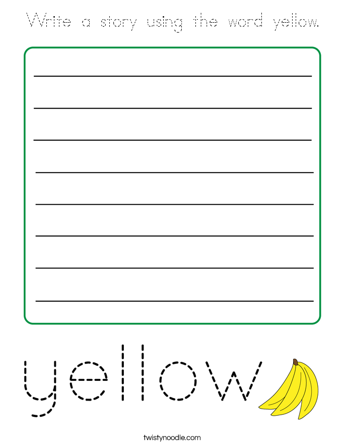 Write a story using the word yellow. Coloring Page