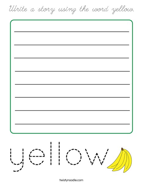 Write a story using the word yellow. Coloring Page