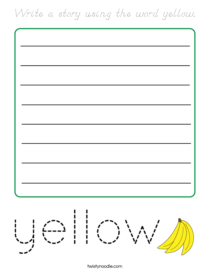 Write a story using the word yellow. Coloring Page